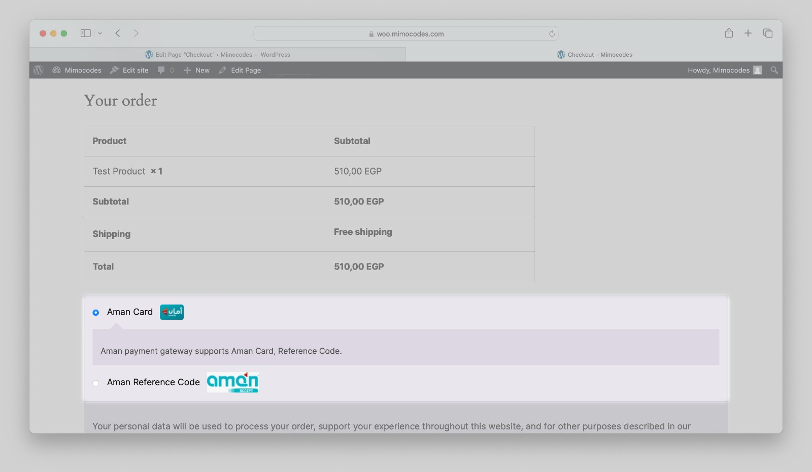 WooCommerce Checkout screenshot